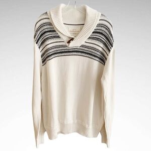 Weatherproof 100% Cotton Long-Sleeve Sweater with Foldover Collar